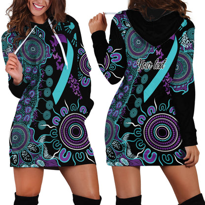 Australia You Matter Suicide Prevention Support Personalised Hoodie Dress Aboriginal Ribbon Dot Painting