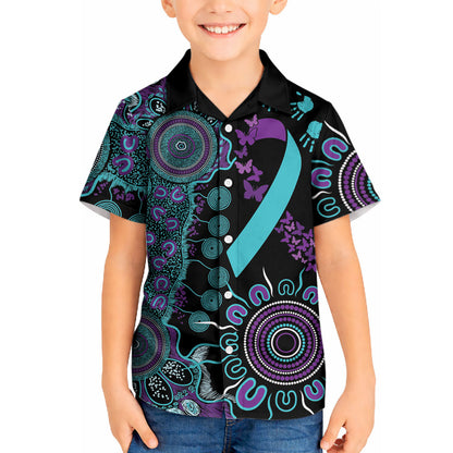 Australia You Matter Suicide Prevention Support Personalised Kid Hawaiian Shirt Aboriginal Ribbon Dot Painting