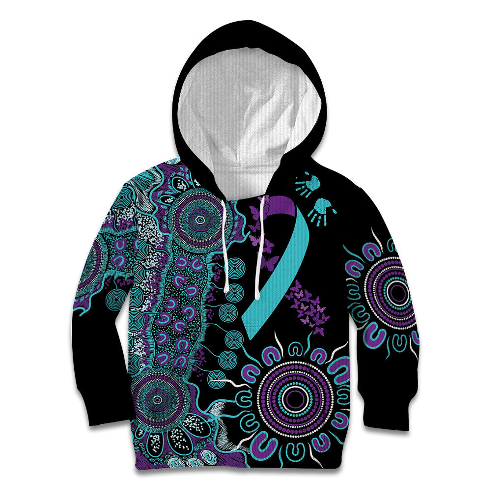Australia You Matter Suicide Prevention Support Personalised Kid Hoodie Aboriginal Ribbon Dot Painting