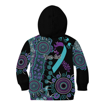 Australia You Matter Suicide Prevention Support Personalised Kid Hoodie Aboriginal Ribbon Dot Painting