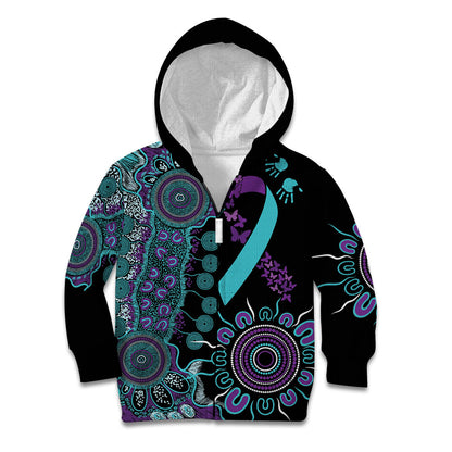 Australia You Matter Suicide Prevention Support Personalised Kid Hoodie Aboriginal Ribbon Dot Painting