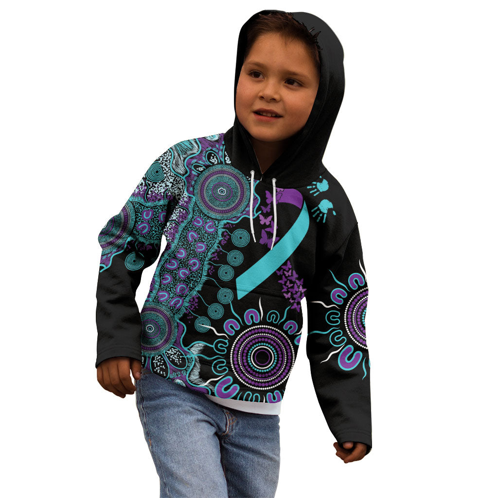 Australia You Matter Suicide Prevention Support Personalised Kid Hoodie Aboriginal Ribbon Dot Painting