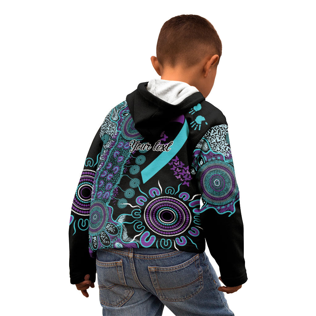 Australia You Matter Suicide Prevention Support Personalised Kid Hoodie Aboriginal Ribbon Dot Painting