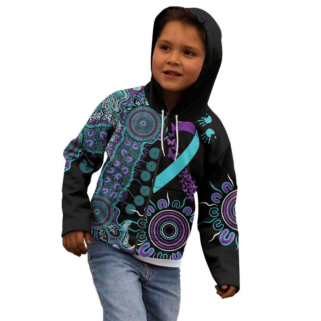 Australia You Matter Suicide Prevention Support Personalised Kid Hoodie Aboriginal Ribbon Dot Painting