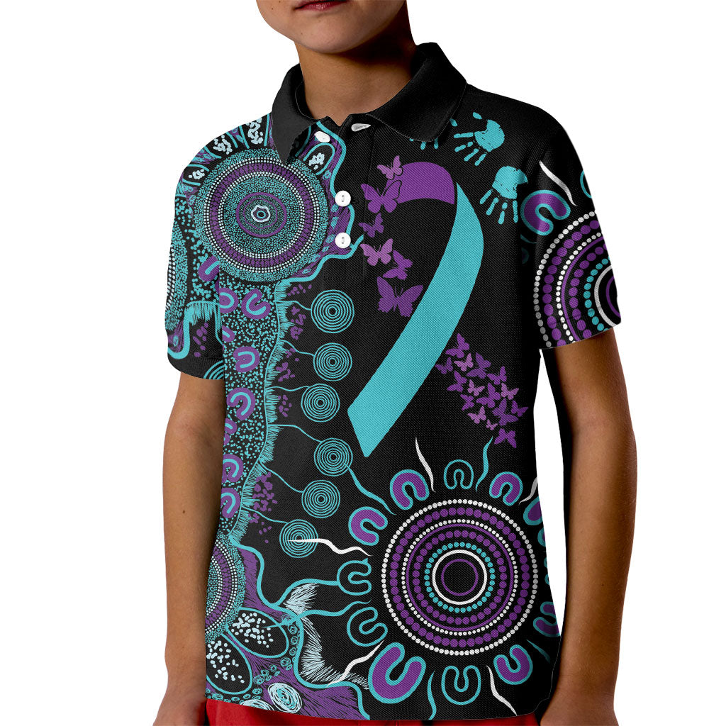 Australia You Matter Suicide Prevention Support Personalised Kid Polo Shirt Aboriginal Ribbon Dot Painting