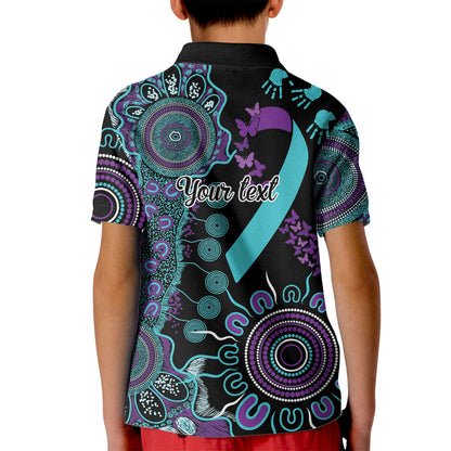 Australia You Matter Suicide Prevention Support Personalised Kid Polo Shirt Aboriginal Ribbon Dot Painting