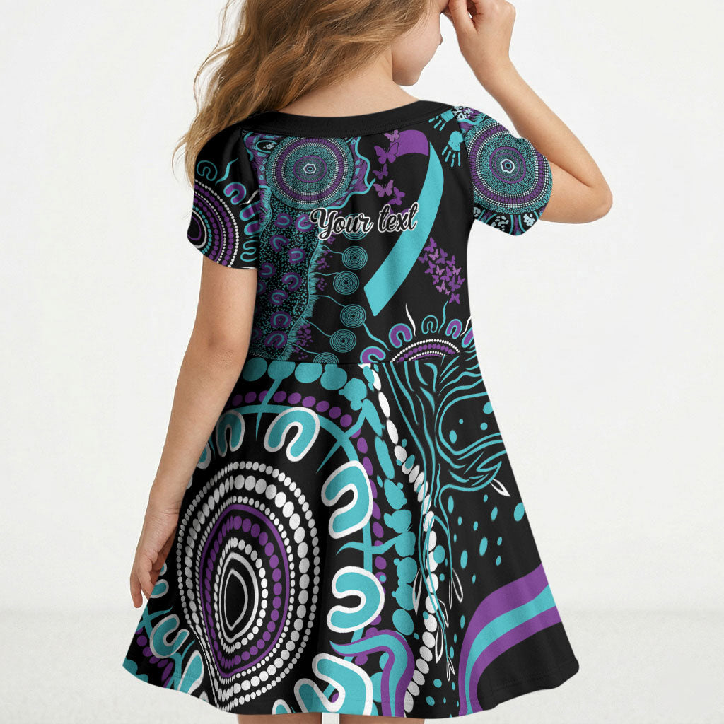 Australia You Matter Suicide Prevention Support Personalised Kid Short Sleeve Dress Aboriginal Ribbon Dot Painting