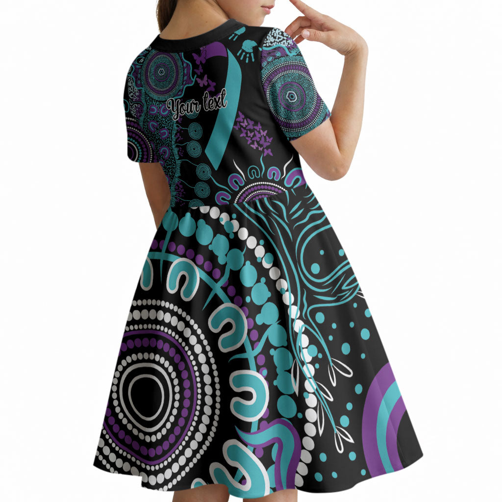 Australia You Matter Suicide Prevention Support Personalised Kid Short Sleeve Dress Aboriginal Ribbon Dot Painting