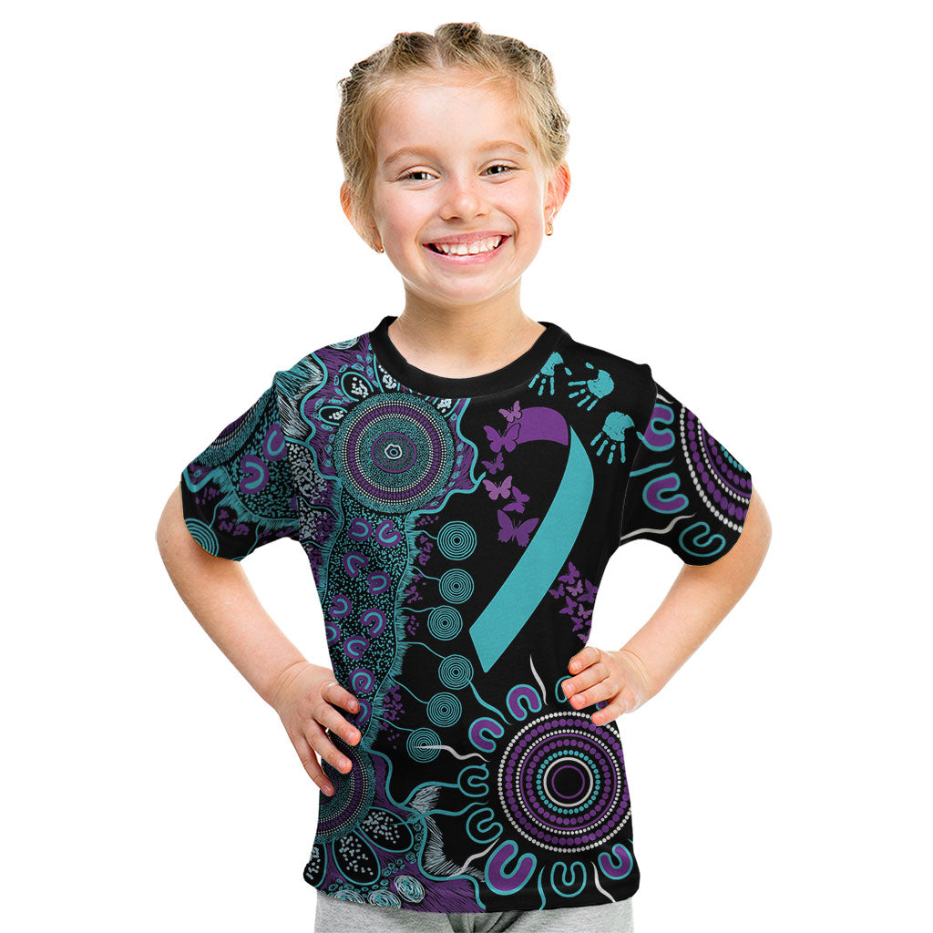 Australia You Matter Suicide Prevention Support Personalised Kid T Shirt Aboriginal Ribbon Dot Painting