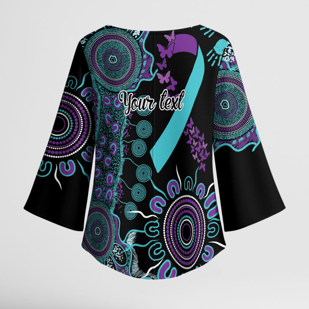 Australia You Matter Suicide Prevention Support Personalised Kimono Sleeve Blouse Aboriginal Ribbon Dot Painting