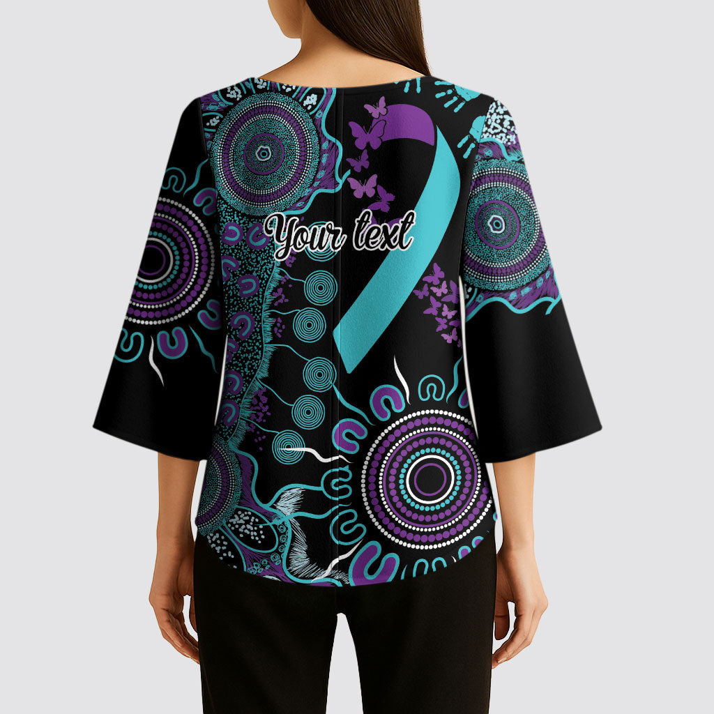 Australia You Matter Suicide Prevention Support Personalised Kimono Sleeve Blouse Aboriginal Ribbon Dot Painting