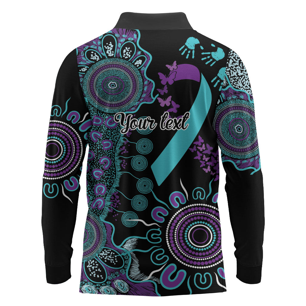 Australia You Matter Suicide Prevention Support Personalised Long Sleeve Polo Shirt Aboriginal Ribbon Dot Painting