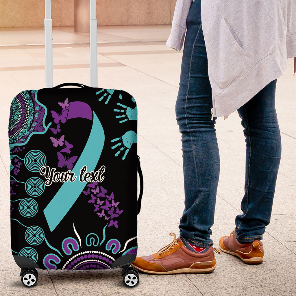 Australia You Matter Suicide Prevention Support Personalised Luggage Cover Aboriginal Ribbon Dot Painting