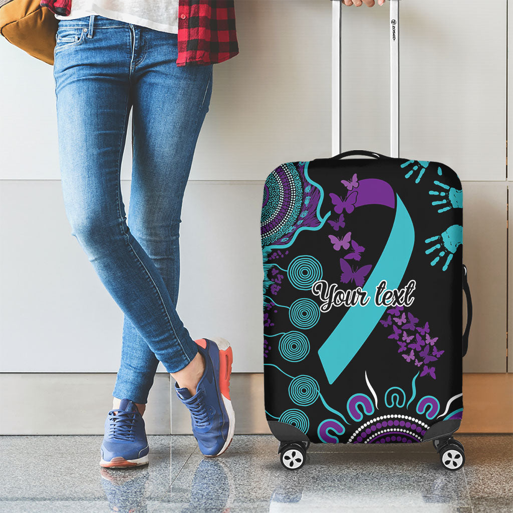 Australia You Matter Suicide Prevention Support Personalised Luggage Cover Aboriginal Ribbon Dot Painting