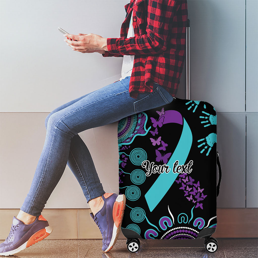 Australia You Matter Suicide Prevention Support Personalised Luggage Cover Aboriginal Ribbon Dot Painting