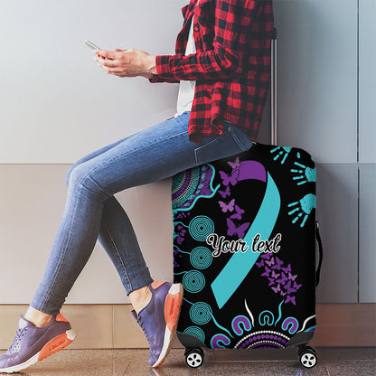 Australia You Matter Suicide Prevention Support Personalised Luggage Cover Aboriginal Ribbon Dot Painting