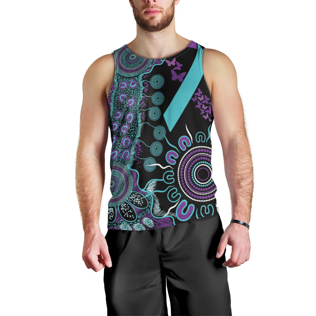 Australia You Matter Suicide Prevention Support Personalised Men Tank Top Aboriginal Ribbon Dot Painting