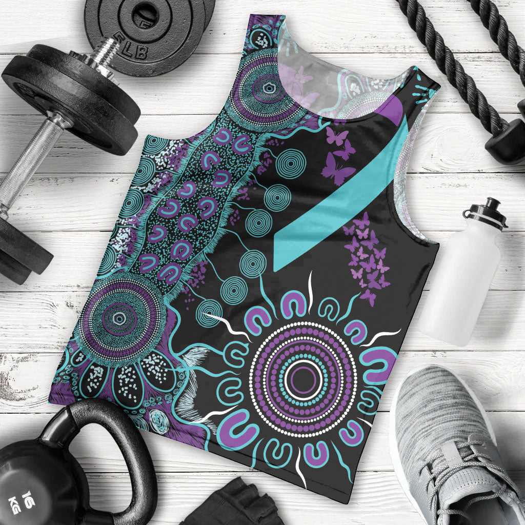 Australia You Matter Suicide Prevention Support Personalised Men Tank Top Aboriginal Ribbon Dot Painting
