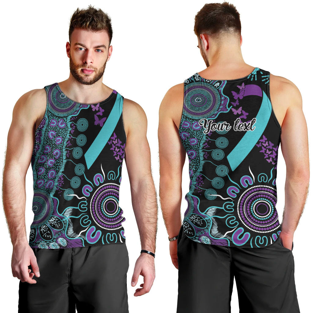 Australia You Matter Suicide Prevention Support Personalised Men Tank Top Aboriginal Ribbon Dot Painting