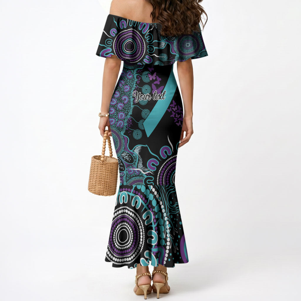 Australia You Matter Suicide Prevention Support Personalised Mermaid Dress Aboriginal Ribbon Dot Painting