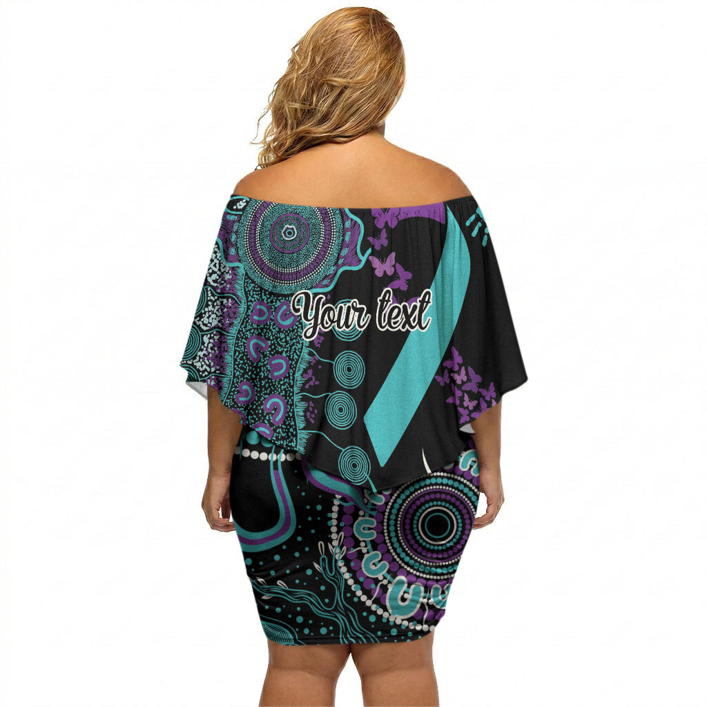 Australia You Matter Suicide Prevention Support Personalised Off Shoulder Short Dress Aboriginal Ribbon Dot Painting