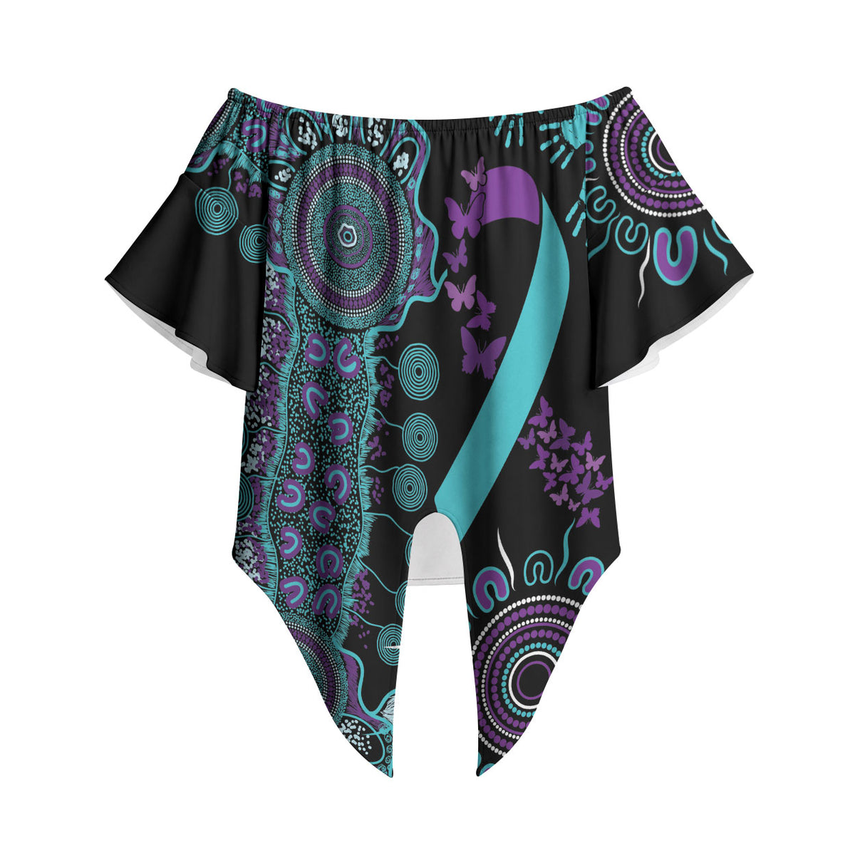Australia You Matter Suicide Prevention Support Personalised Off Shoulder Wrap Waist Top Aboriginal Ribbon Dot Painting