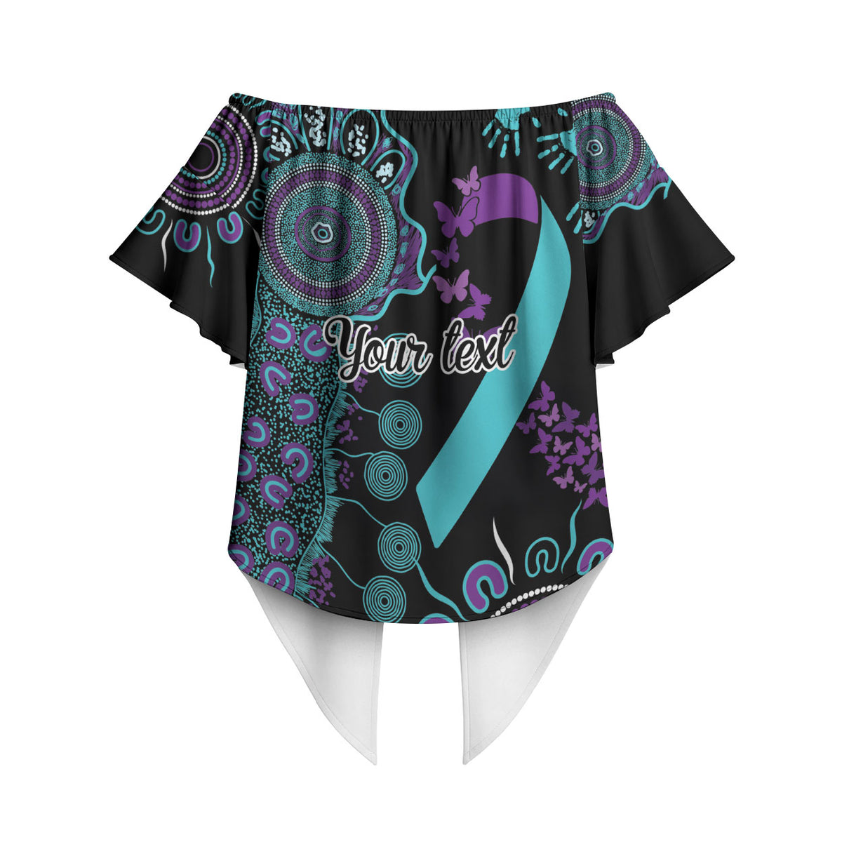 Australia You Matter Suicide Prevention Support Personalised Off Shoulder Wrap Waist Top Aboriginal Ribbon Dot Painting