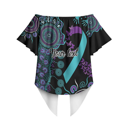 Australia You Matter Suicide Prevention Support Personalised Off Shoulder Wrap Waist Top Aboriginal Ribbon Dot Painting