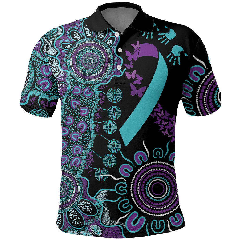 Australia You Matter Suicide Prevention Support Personalised Polo Shirt Aboriginal Ribbon Dot Painting
