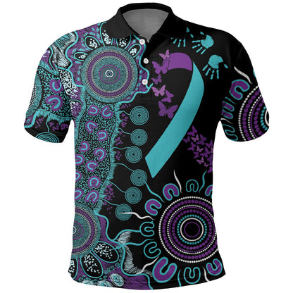 Australia You Matter Suicide Prevention Support Personalised Polo Shirt Aboriginal Ribbon Dot Painting