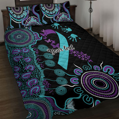 Australia You Matter Suicide Prevention Support Personalised Quilt Bed Set Aboriginal Ribbon Dot Painting
