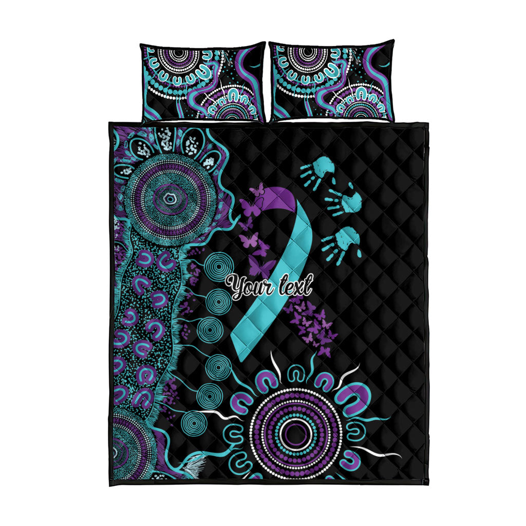 Australia You Matter Suicide Prevention Support Personalised Quilt Bed Set Aboriginal Ribbon Dot Painting