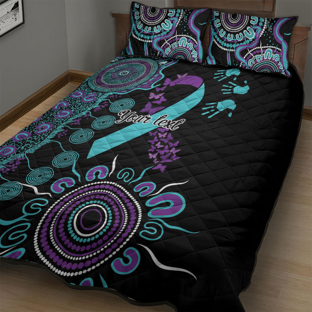 Australia You Matter Suicide Prevention Support Personalised Quilt Bed Set Aboriginal Ribbon Dot Painting