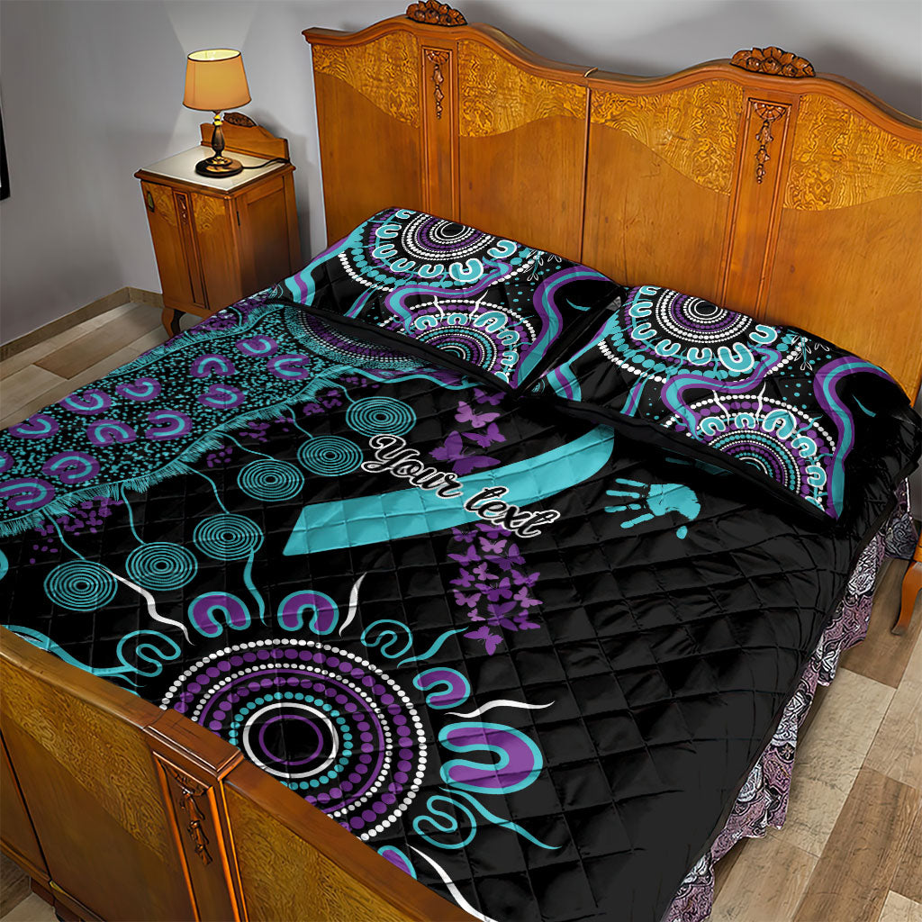 Australia You Matter Suicide Prevention Support Personalised Quilt Bed Set Aboriginal Ribbon Dot Painting