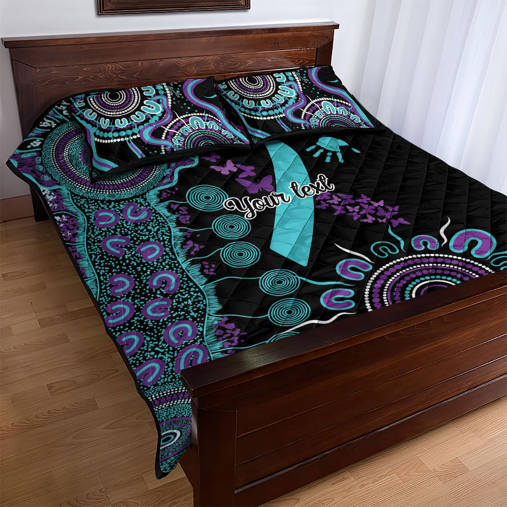 Australia You Matter Suicide Prevention Support Personalised Quilt Bed Set Aboriginal Ribbon Dot Painting