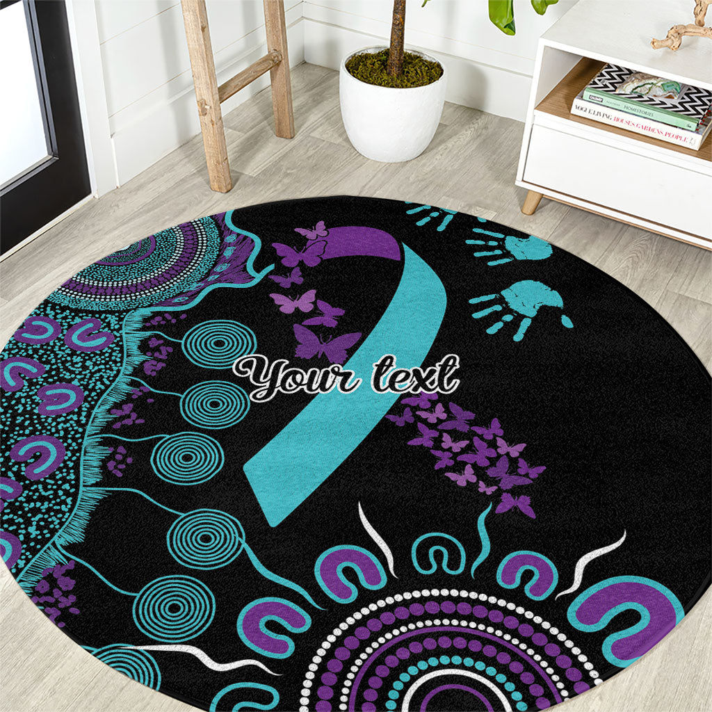 Australia You Matter Suicide Prevention Support Personalised Round Carpet Aboriginal Ribbon Dot Painting