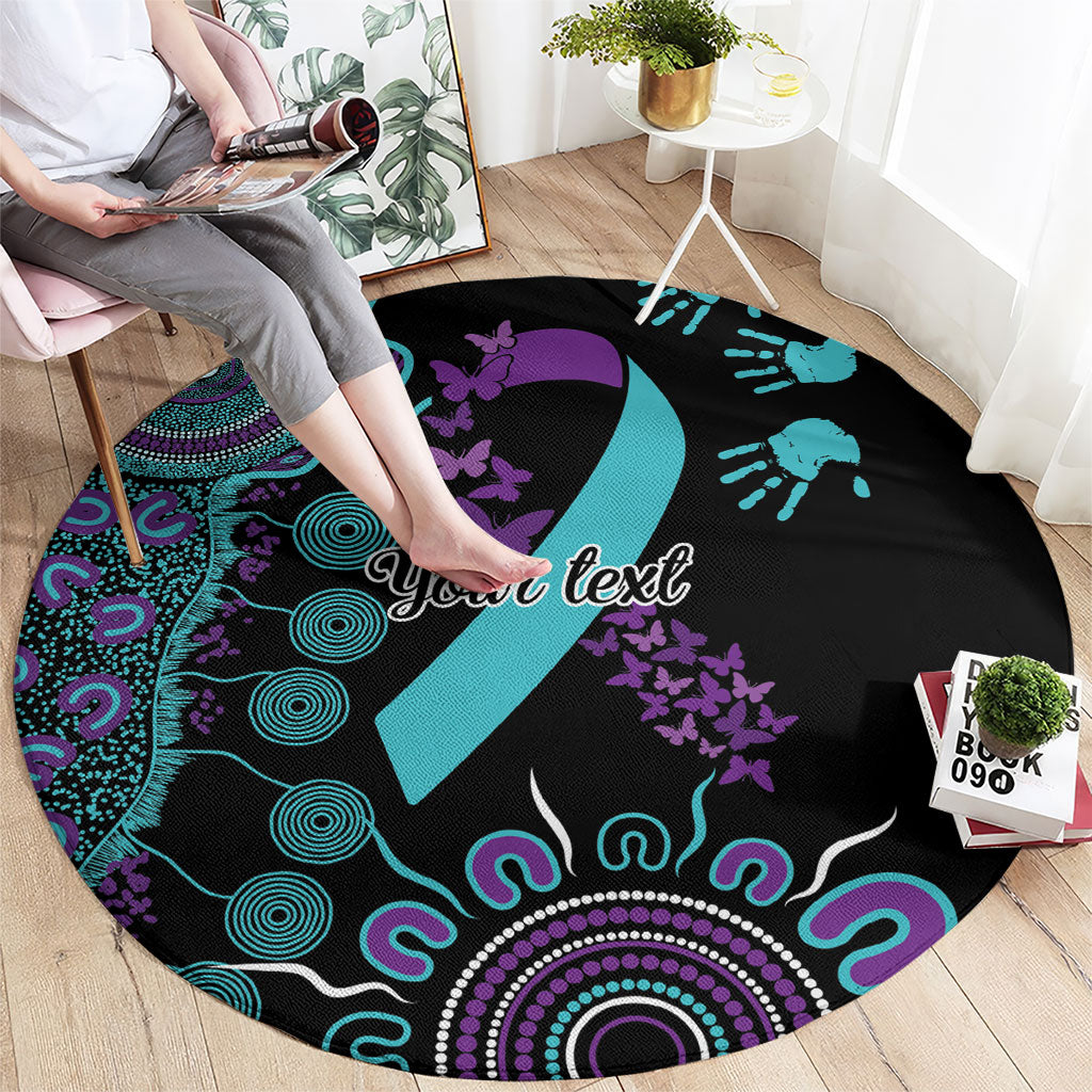 Australia You Matter Suicide Prevention Support Personalised Round Carpet Aboriginal Ribbon Dot Painting