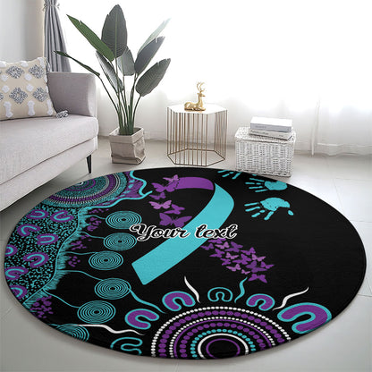 Australia You Matter Suicide Prevention Support Personalised Round Carpet Aboriginal Ribbon Dot Painting