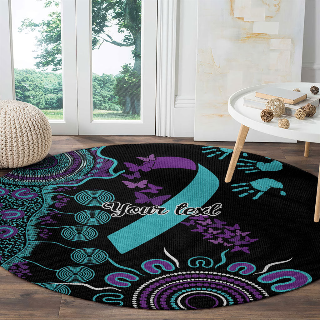 Australia You Matter Suicide Prevention Support Personalised Round Carpet Aboriginal Ribbon Dot Painting
