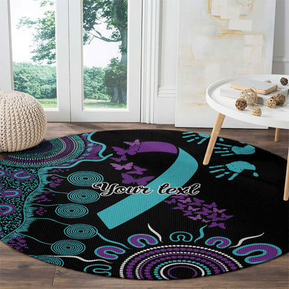 Australia You Matter Suicide Prevention Support Personalised Round Carpet Aboriginal Ribbon Dot Painting