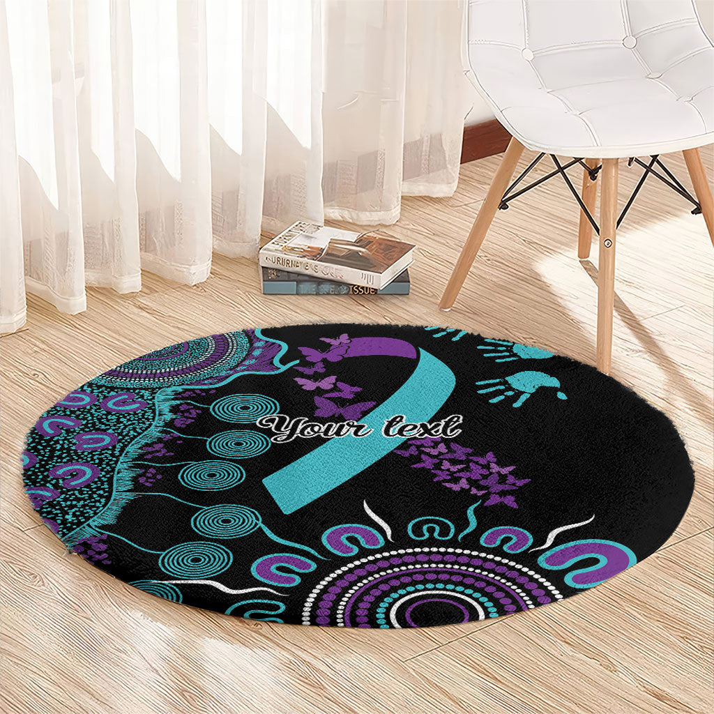 Australia You Matter Suicide Prevention Support Personalised Round Carpet Aboriginal Ribbon Dot Painting