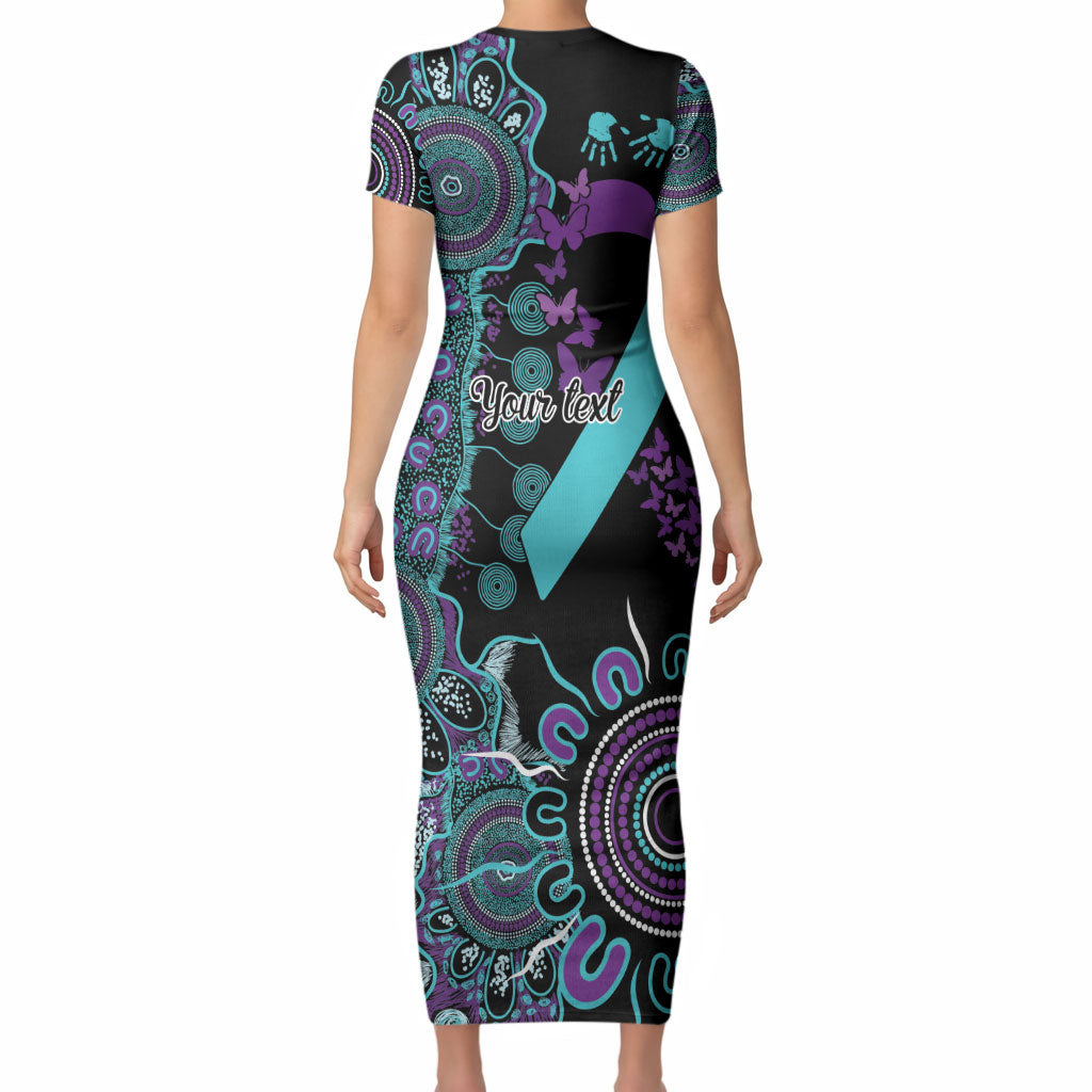 Australia You Matter Suicide Prevention Support Personalised Short Sleeve Bodycon Dress Aboriginal Ribbon Dot Painting