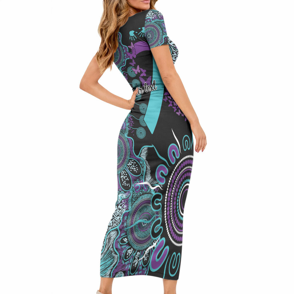 Australia You Matter Suicide Prevention Support Personalised Short Sleeve Bodycon Dress Aboriginal Ribbon Dot Painting