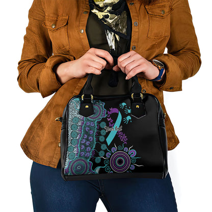 Australia You Matter Suicide Prevention Support Personalised Shoulder Handbag Aboriginal Ribbon Dot Painting
