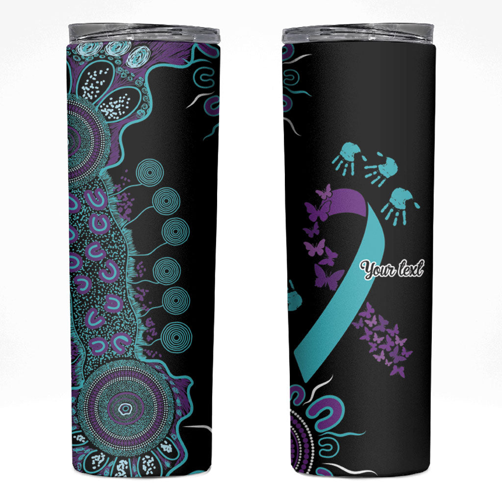 Australia You Matter Suicide Prevention Support Personalised Skinny Tumbler Aboriginal Ribbon Dot Painting