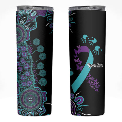 Australia You Matter Suicide Prevention Support Personalised Skinny Tumbler Aboriginal Ribbon Dot Painting