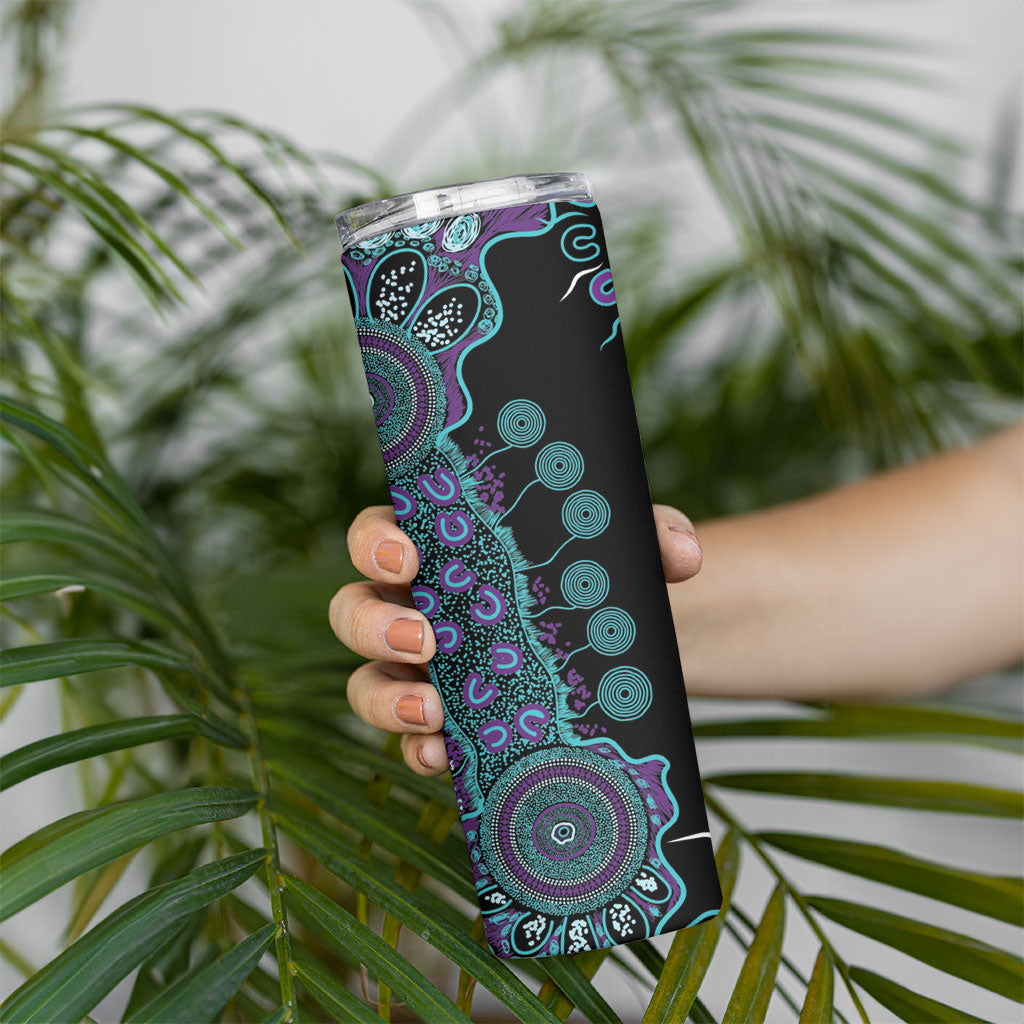 Australia You Matter Suicide Prevention Support Personalised Skinny Tumbler Aboriginal Ribbon Dot Painting