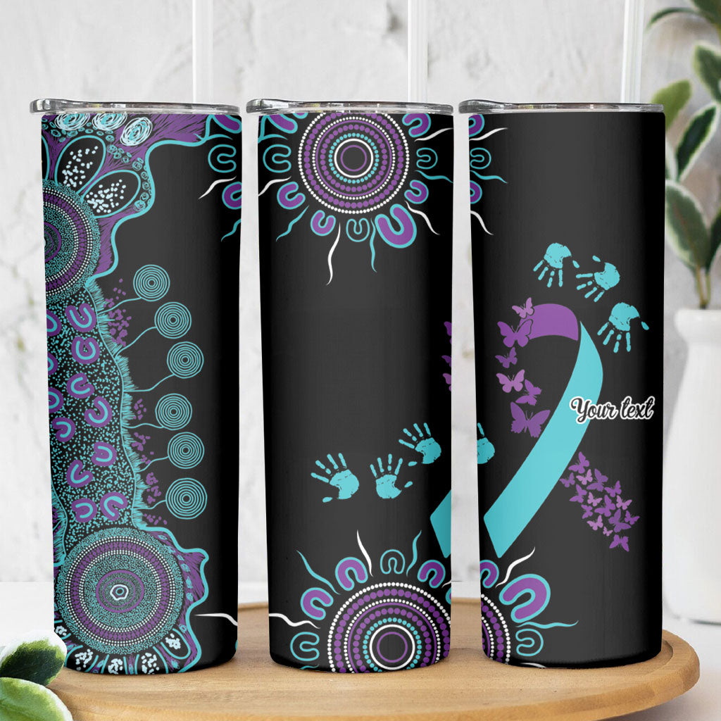 Australia You Matter Suicide Prevention Support Personalised Skinny Tumbler Aboriginal Ribbon Dot Painting