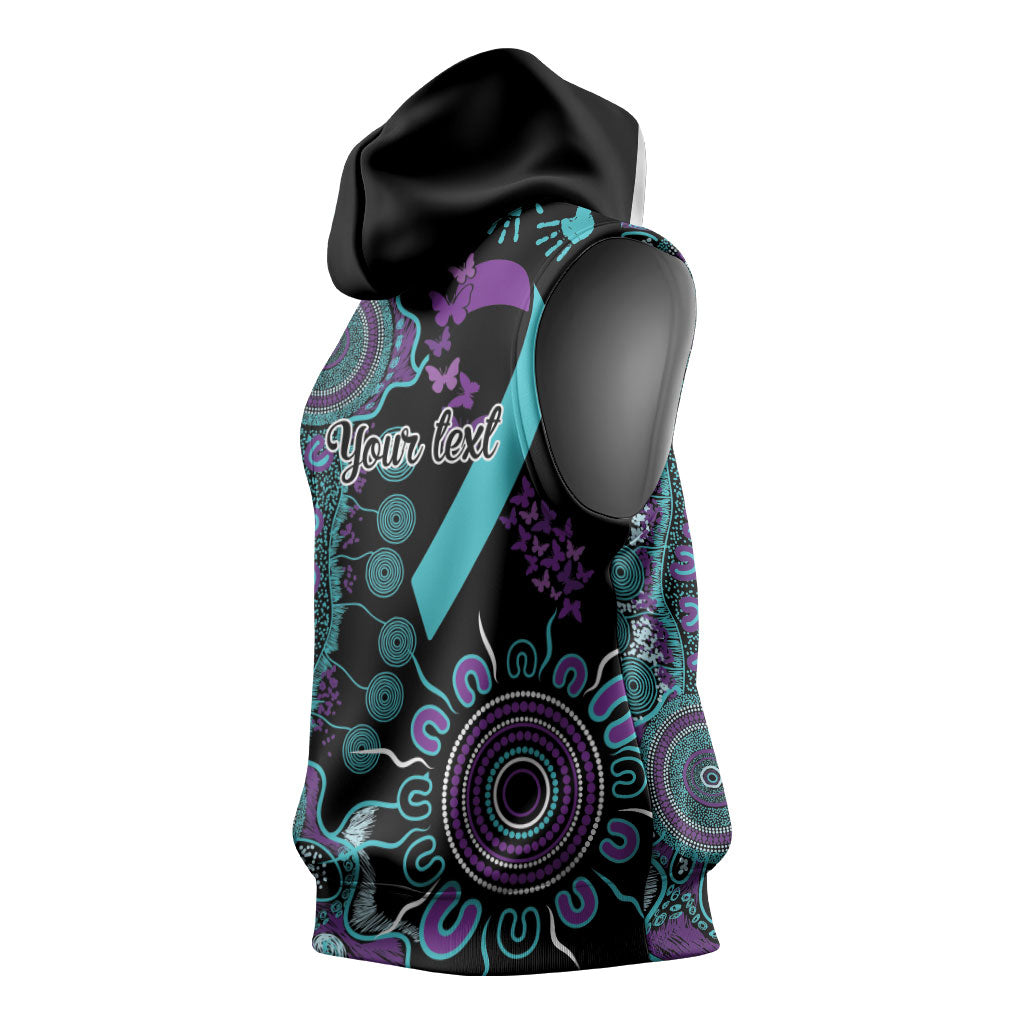 Australia You Matter Suicide Prevention Support Personalised Sleeveless Hoodie Aboriginal Ribbon Dot Painting