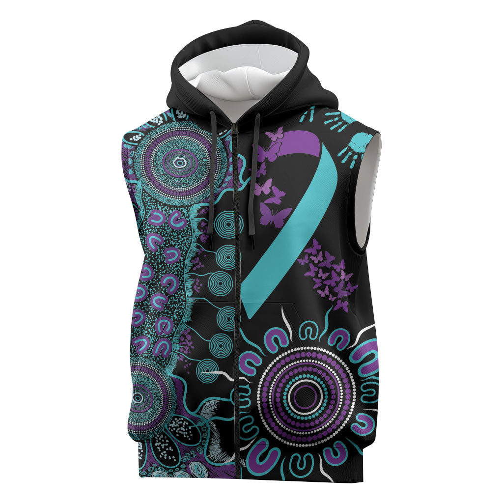Australia You Matter Suicide Prevention Support Personalised Sleeveless Zip Hoodie Aboriginal Ribbon Dot Painting